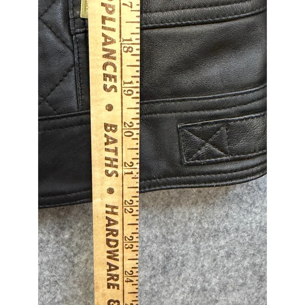 Michael Kors Womens Black Quilted Leather Moto Jacket Gold‎ Hardware Size S